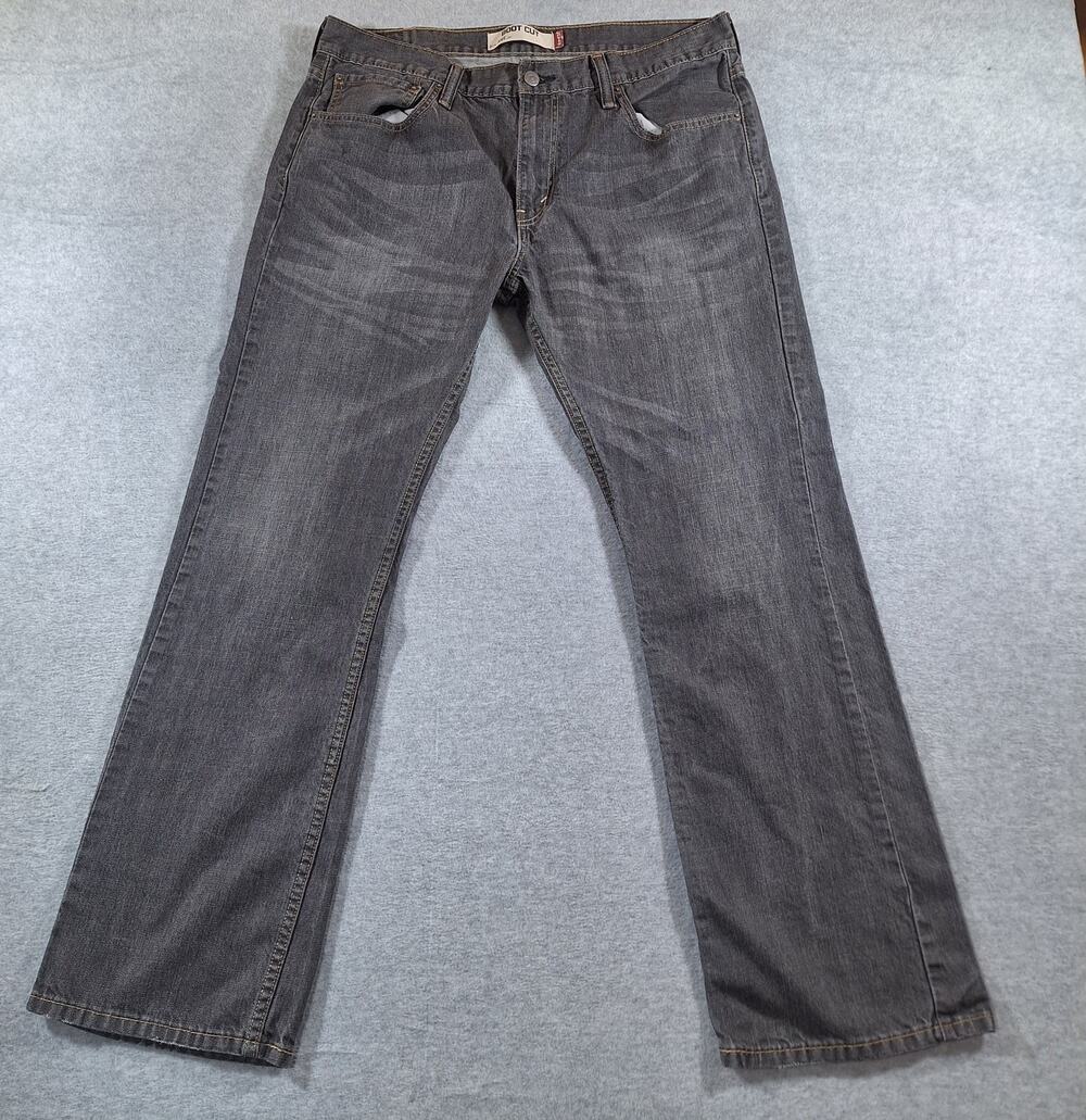 Levi's 527 Bootcut Jeans Mens 36x30 Dark Grey Charcoal Wash Denim